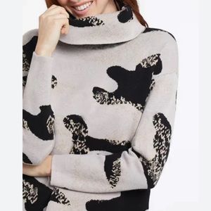 Tribal Intarsia Knit Cowl Neck Sweater